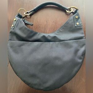 PERLINA Black ZIP MEDIUM HOBO SHOULDER BAG Micro Dot PURSE TOTE